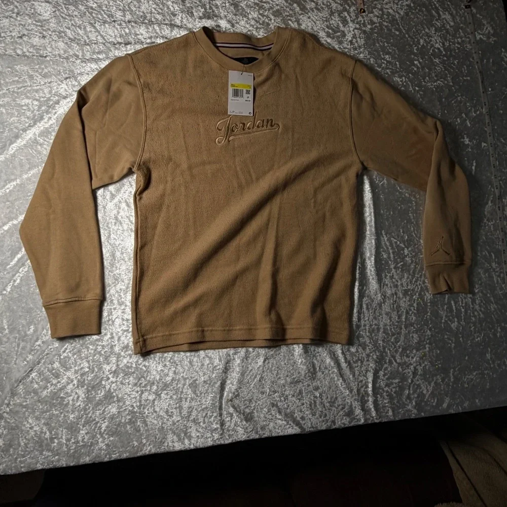 Jordan Essentials Sweatshirt Mens Small Tan Free‎ Jordan Headband NEW FN4607-244